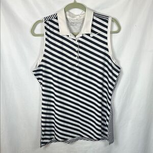Nike Golf Dri-Fit Women's Striped Sleeveless Button Down Shirt L